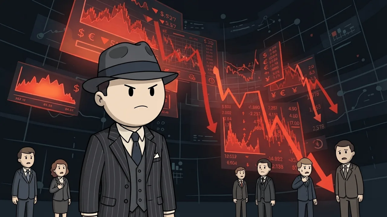 The character watching a chart plunge