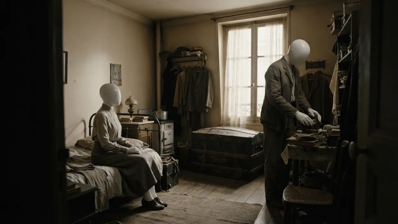 A sparse Paris flat with a narrow bed and a wooden trunk in the corner