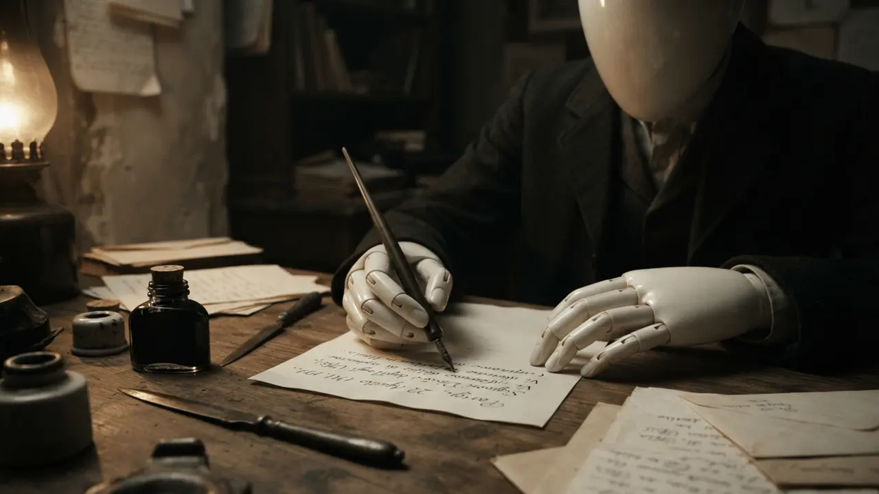 A letter written by hand at a small desk