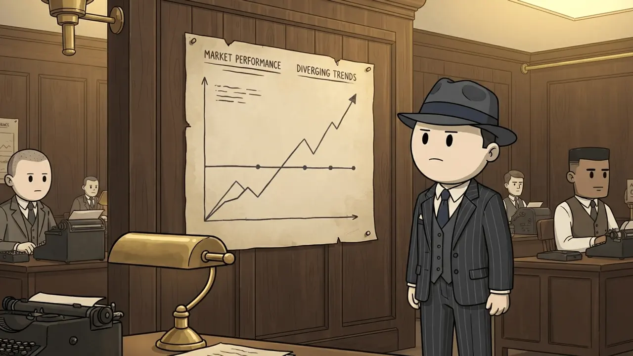 The broker in front of a chart climbing steeply