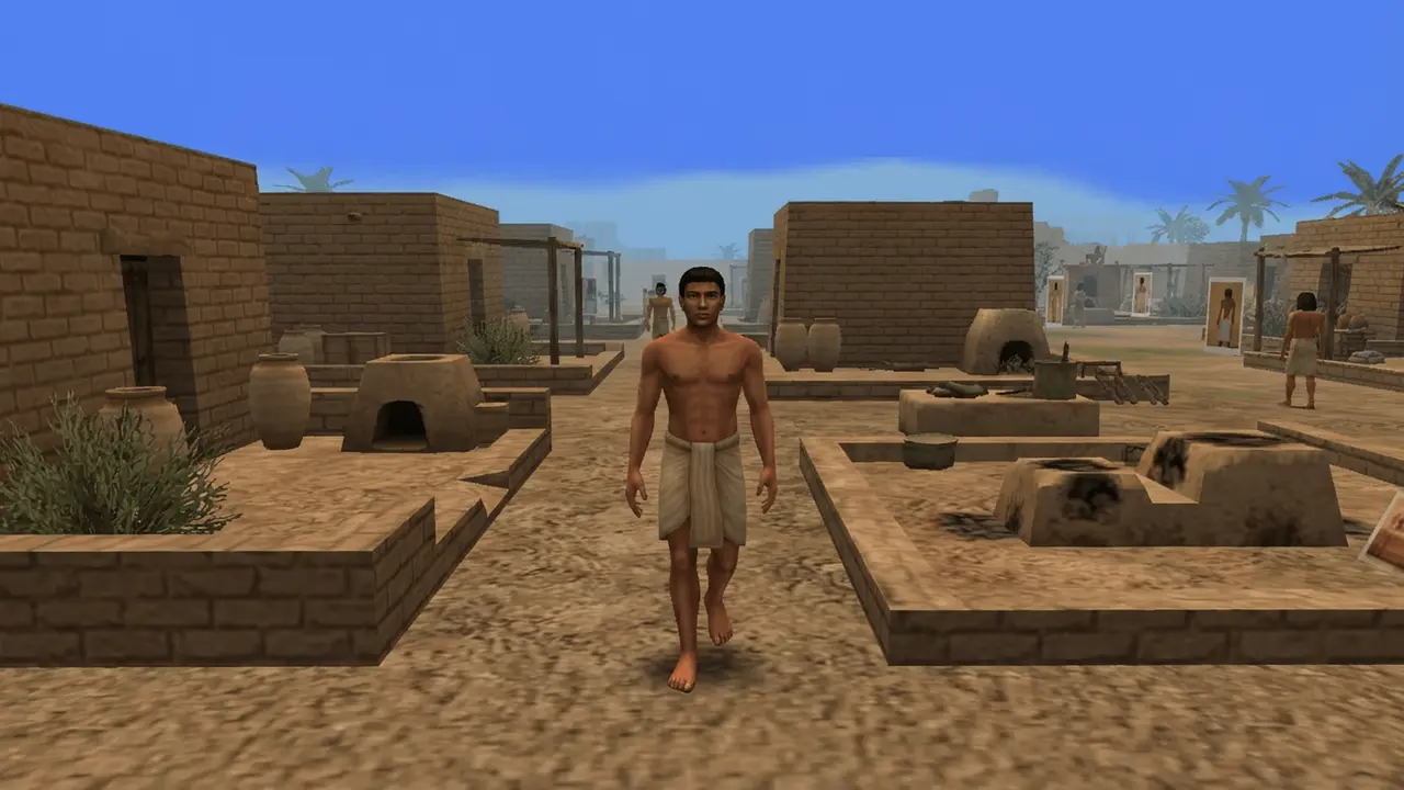 A worker walks through the workers’ village